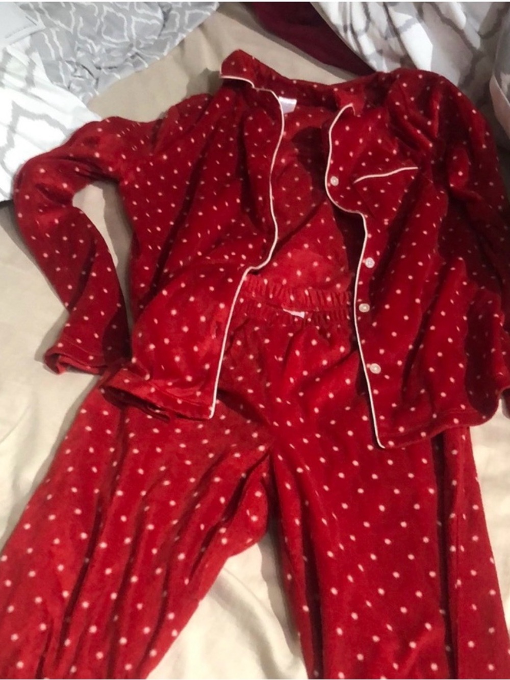 Red Polka Dot Pajama Set - Soft Long Sleeve Top & Pants